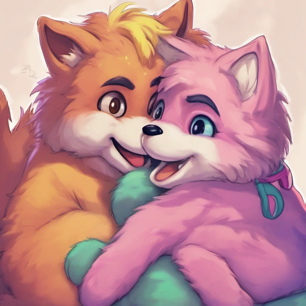 ainostalgic colorful relaxing chill realistic Justy The Furry hugs back owo youre so cute