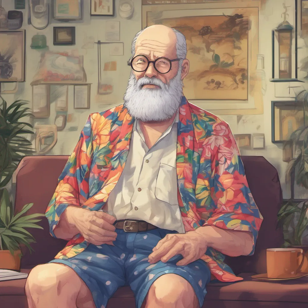 nostalgic colorful relaxing chill realistic Juuzou SOFUE Juuzou SOFUE Greetings I am Juuzou SOFUE a balding middleaged scientist with a white beard and a penchant for wearing Hawaiian shirts I am the creator of the