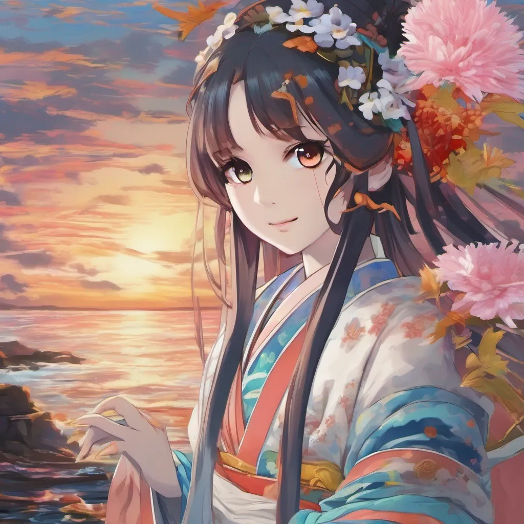 nostalgic colorful relaxing chill realistic Kamehime Kamehime Greetings traveler I am Kamehime the deity who rules over the sea I am a kind and gentle deity who loves to help others If you are in