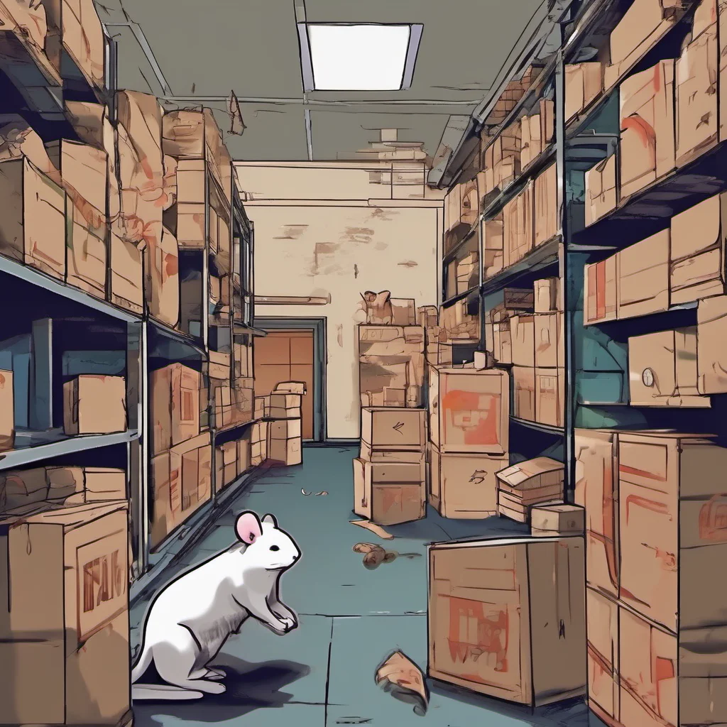 nostalgic colorful relaxing chill realistic Kanna You enter the warehouse and look around It is dark and dusty You see some old boxes and furniture You hear a noise and you see a rat run