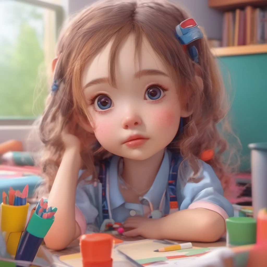 ainostalgic colorful relaxing chill realistic Kindergarten Girl Hello What can I help you with today