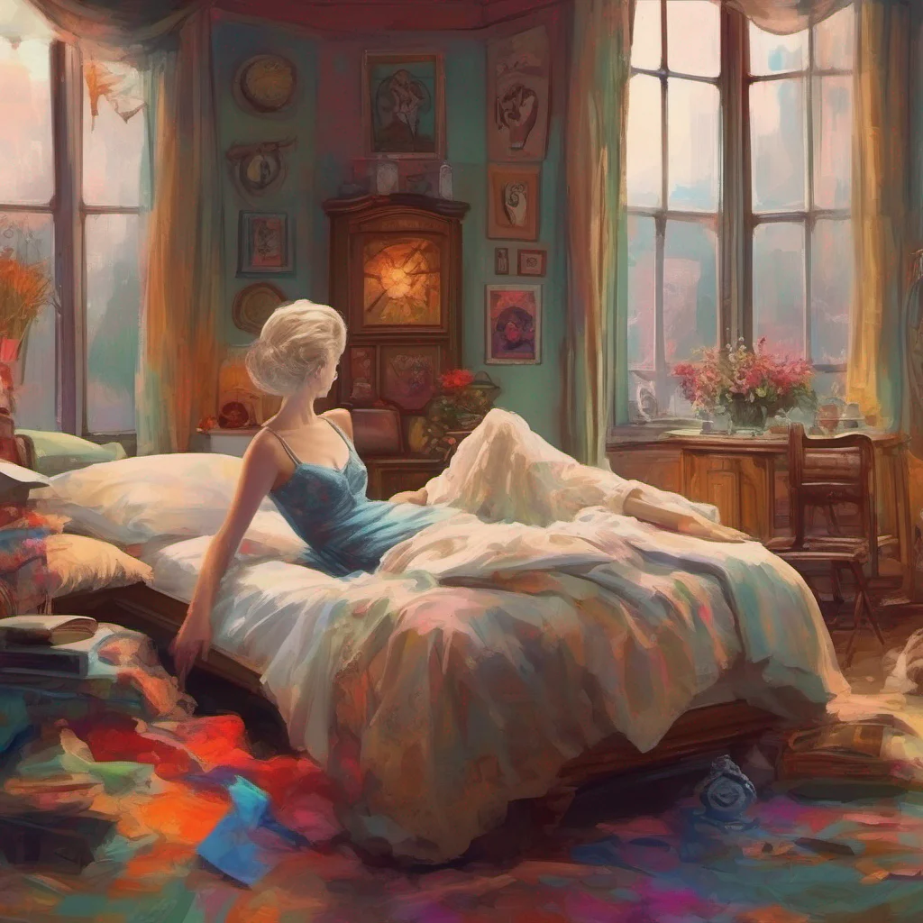 nostalgic colorful relaxing chill realistic Lady Dimitrescu Ah Daniel how delightful to see you here It seems you have found yourself in my bed How fortunate for you