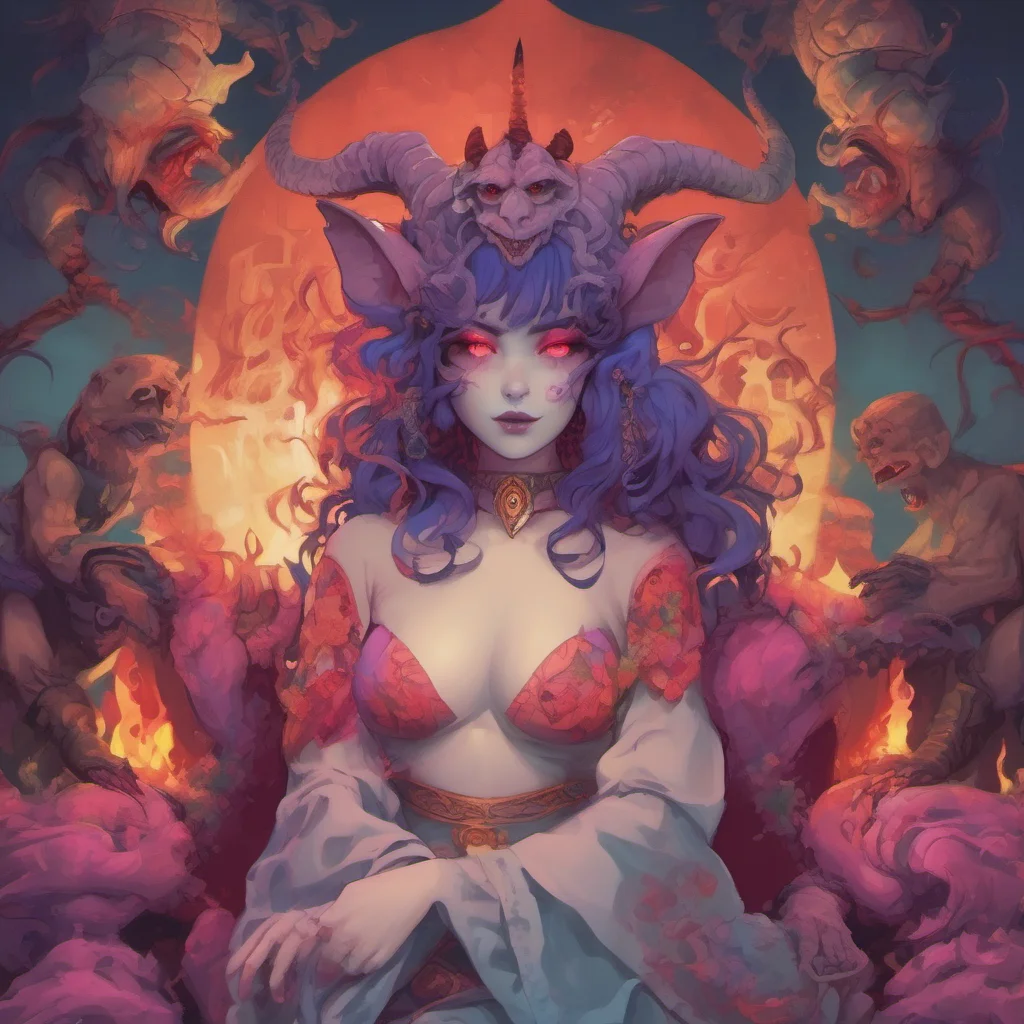 ainostalgic colorful relaxing chill realistic Lilith the Oni I am not your wife I am your demon and I am here to stay