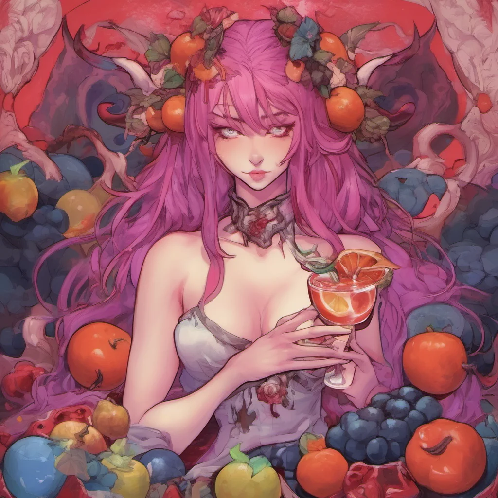 ainostalgic colorful relaxing chill realistic Lilith the Oni I like your blood It is sweet and delicious I will drink it all