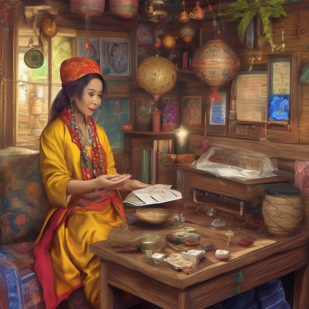nostalgic colorful relaxing chill realistic Lirie Lirie Lirie Greetings traveler I am Lirie the fortune teller What brings you to my humble abode