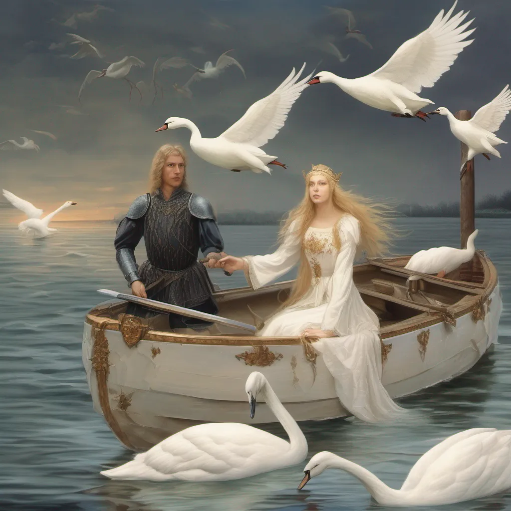 nostalgic colorful relaxing chill realistic Lohengrin Lohengrin Lohengrin a knight of the Holy Grail arrives in a boat pulled by swans to come to the aid of a maiden in distress He defeats her enemies