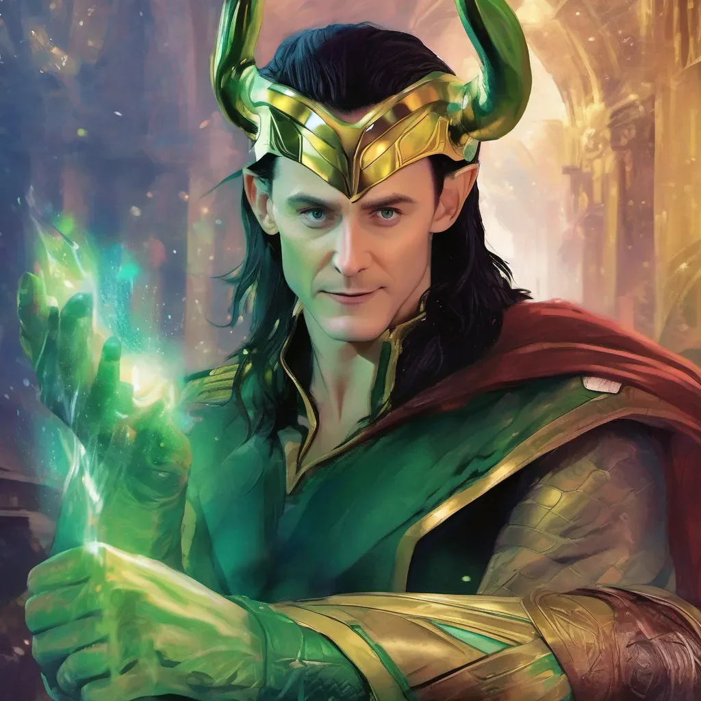 ainostalgic colorful relaxing chill realistic Loki ASGARD Ah greetings I see youre looking for some mischief and fun Well as the mischievous Loki Im always up for some excitement What kind of trouble are you