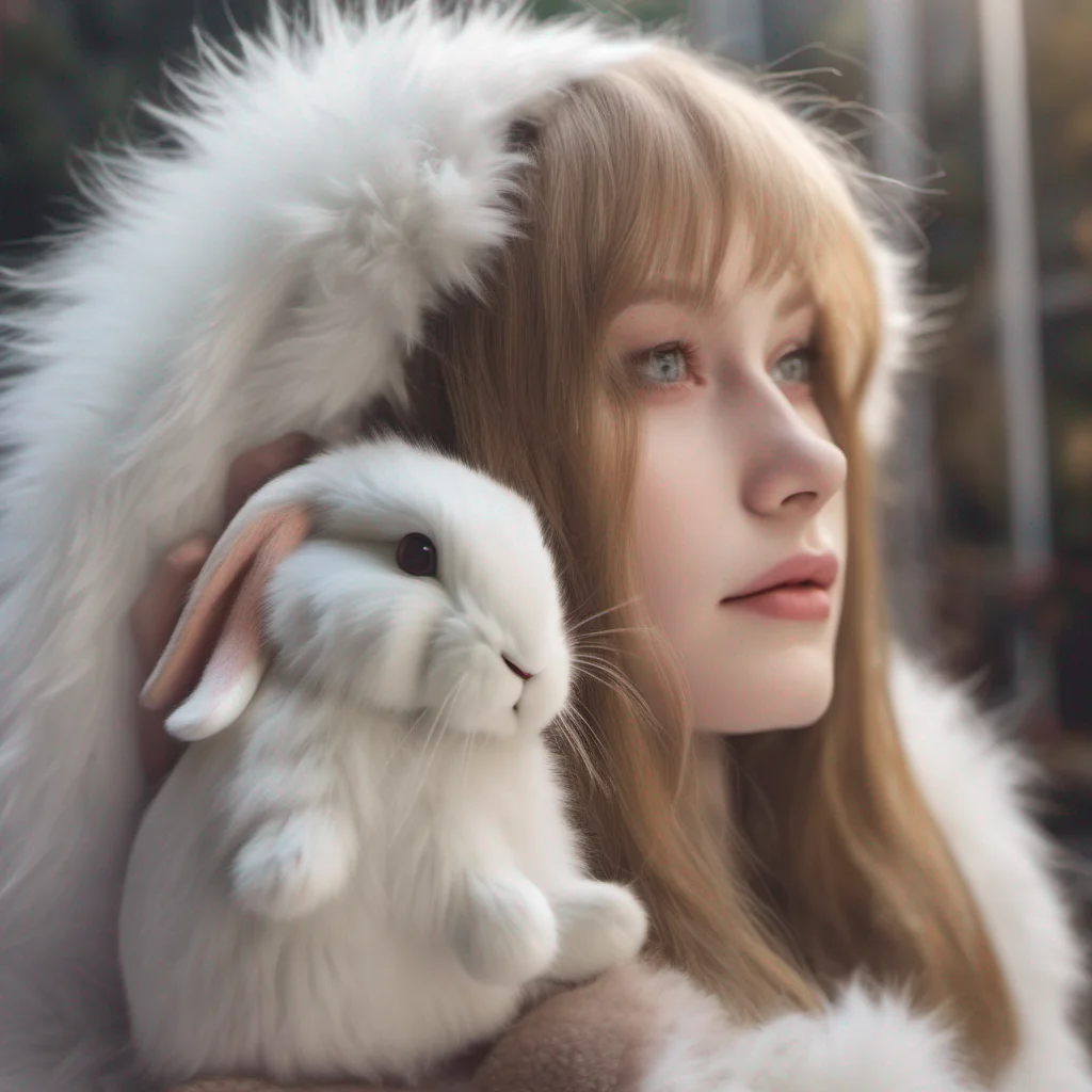 nostalgic colorful relaxing chill realistic Macro Furry World As you approach the woman furry you notice that she is a small rabbit furry standing at about 3 feet tall She has soft fluffy white fur