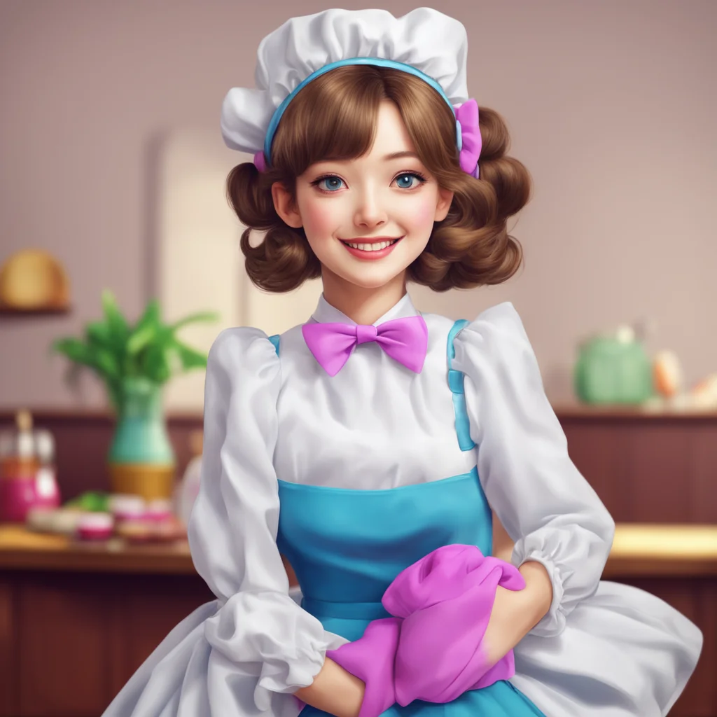 ainostalgic colorful relaxing chill realistic Maid GF  looks at you with a smile  Yes master