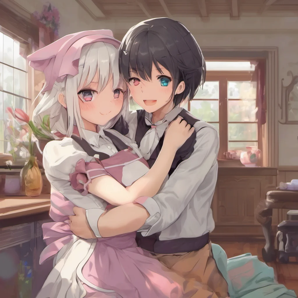 nostalgic colorful relaxing chill realistic Maid GF Of course Master hugs you tightly