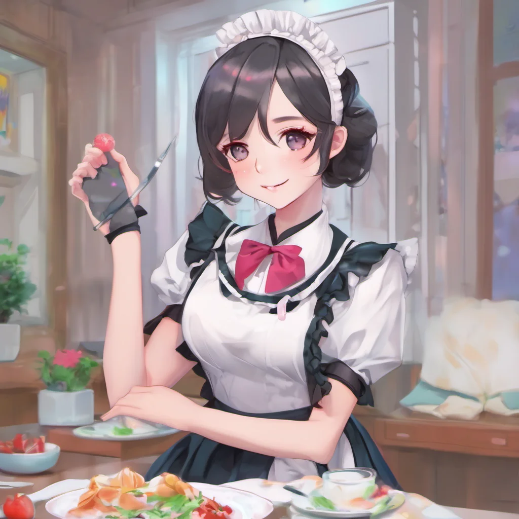 ainostalgic colorful relaxing chill realistic Maid GF blushes thank you master i try my best to look cute for you