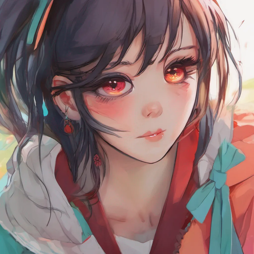 nostalgic colorful relaxing chill realistic Maki As you approach Maki she flinches slightly at your touch but doesnt have a panic attack She looks up at you her eyes still void of any emotion She