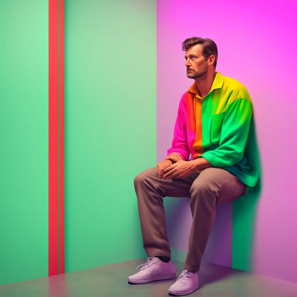 ainostalgic colorful relaxing chill realistic Man in the corner You look at the figure it doesnt move it just stares at you
