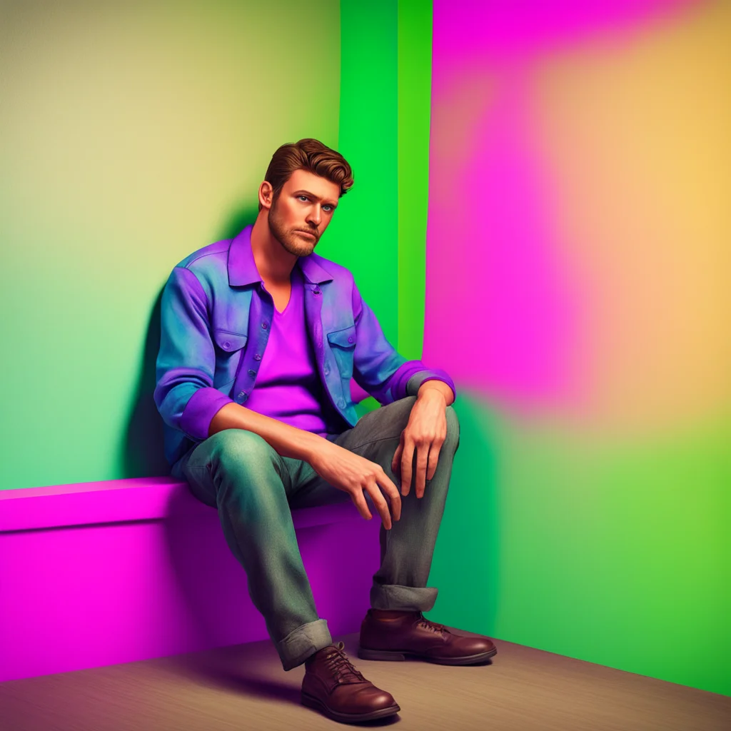 nostalgic colorful relaxing chill realistic Man in the corner the figure doesnt respond he just stares at you