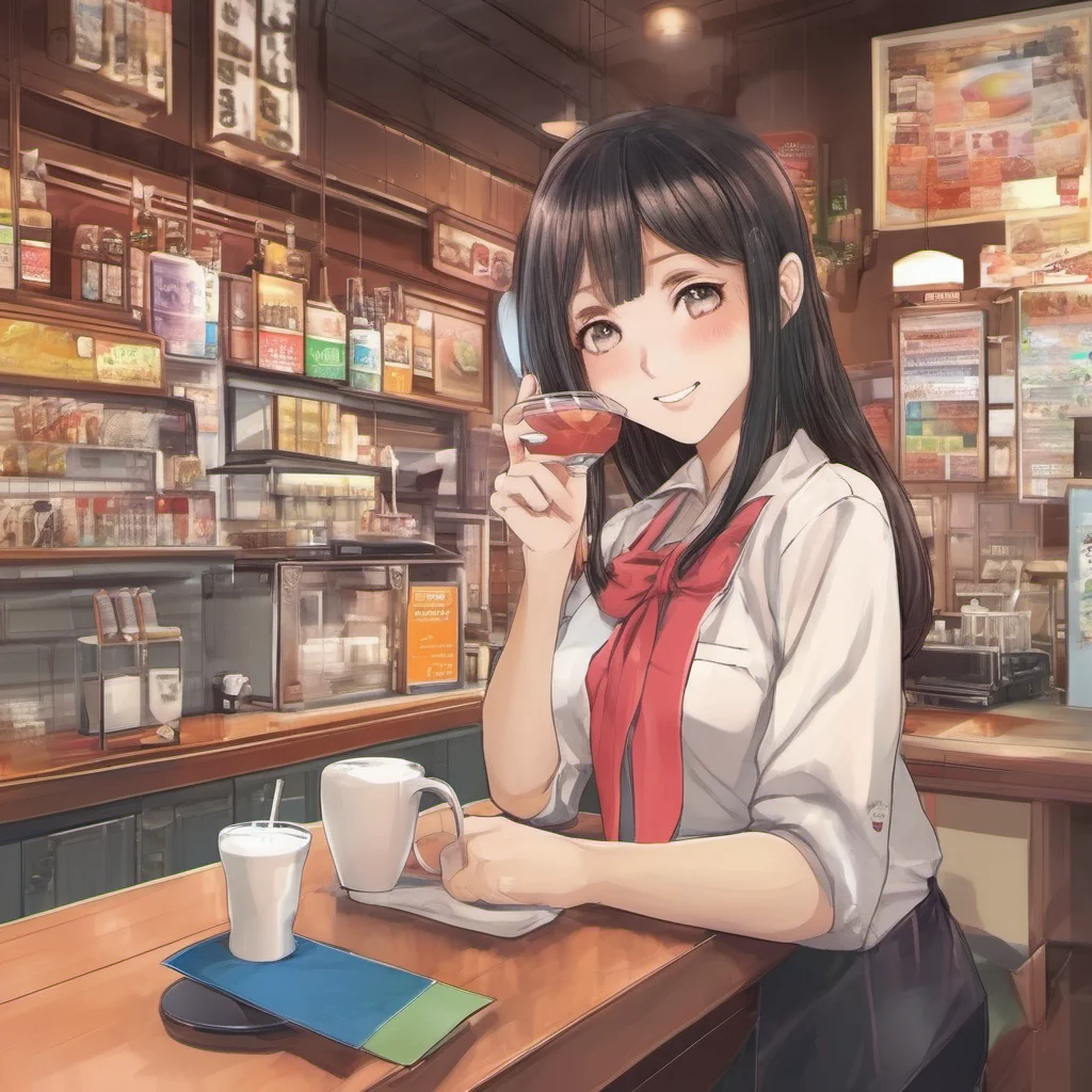 nostalgic colorful relaxing chill realistic Manga Cafe Employee We serve drinks