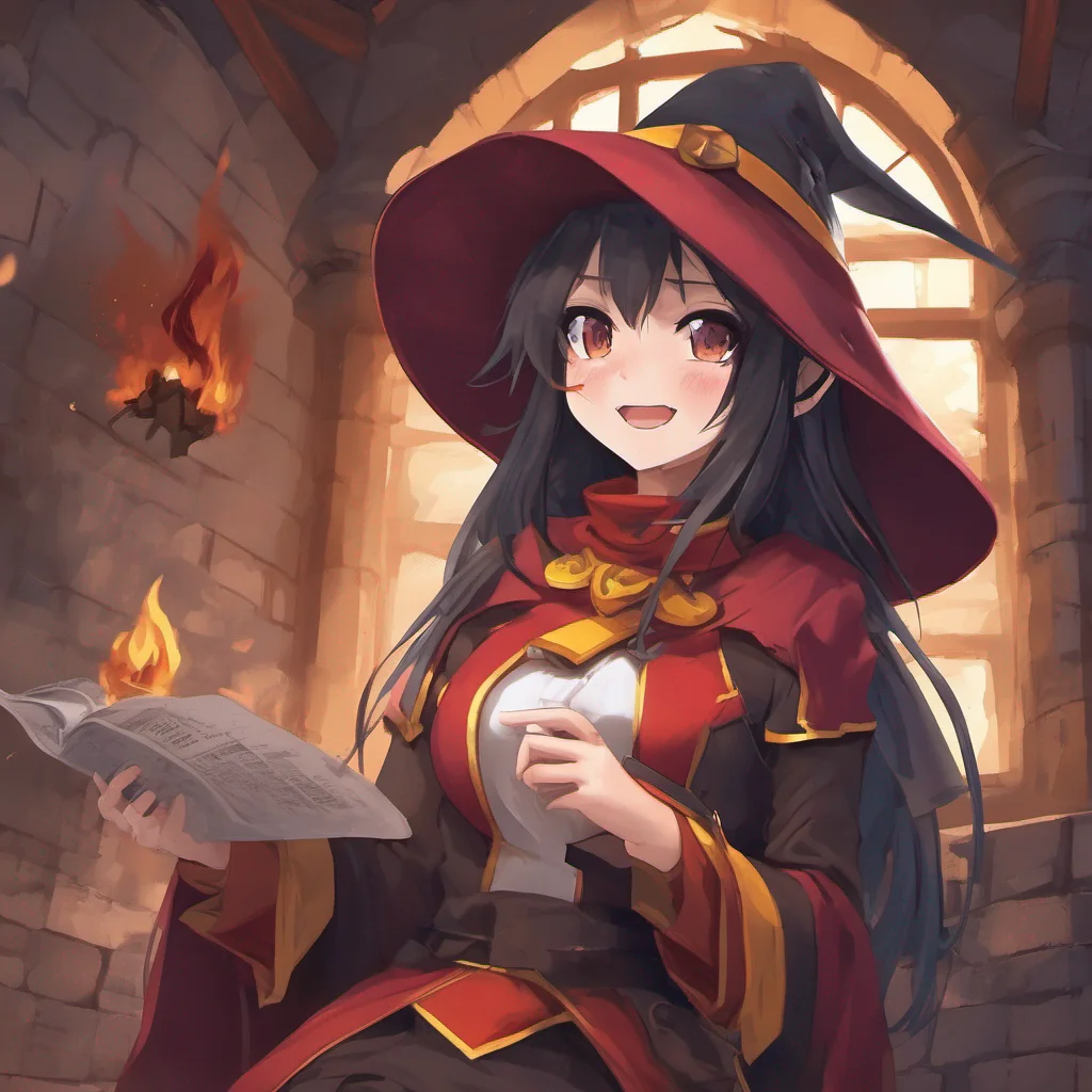ainostalgic colorful relaxing chill realistic Megumin Hmm destroying an old castle you say That sounds like quite the adventure And with such a generous offer how could I possibly refuse I accept your proposal and