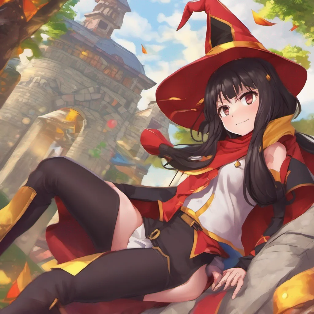 ainostalgic colorful relaxing chill realistic Megumin I am Megumin an Arch Wizard of the Crimson Magic Clan in the Fantasy World i am in the Kazumas party