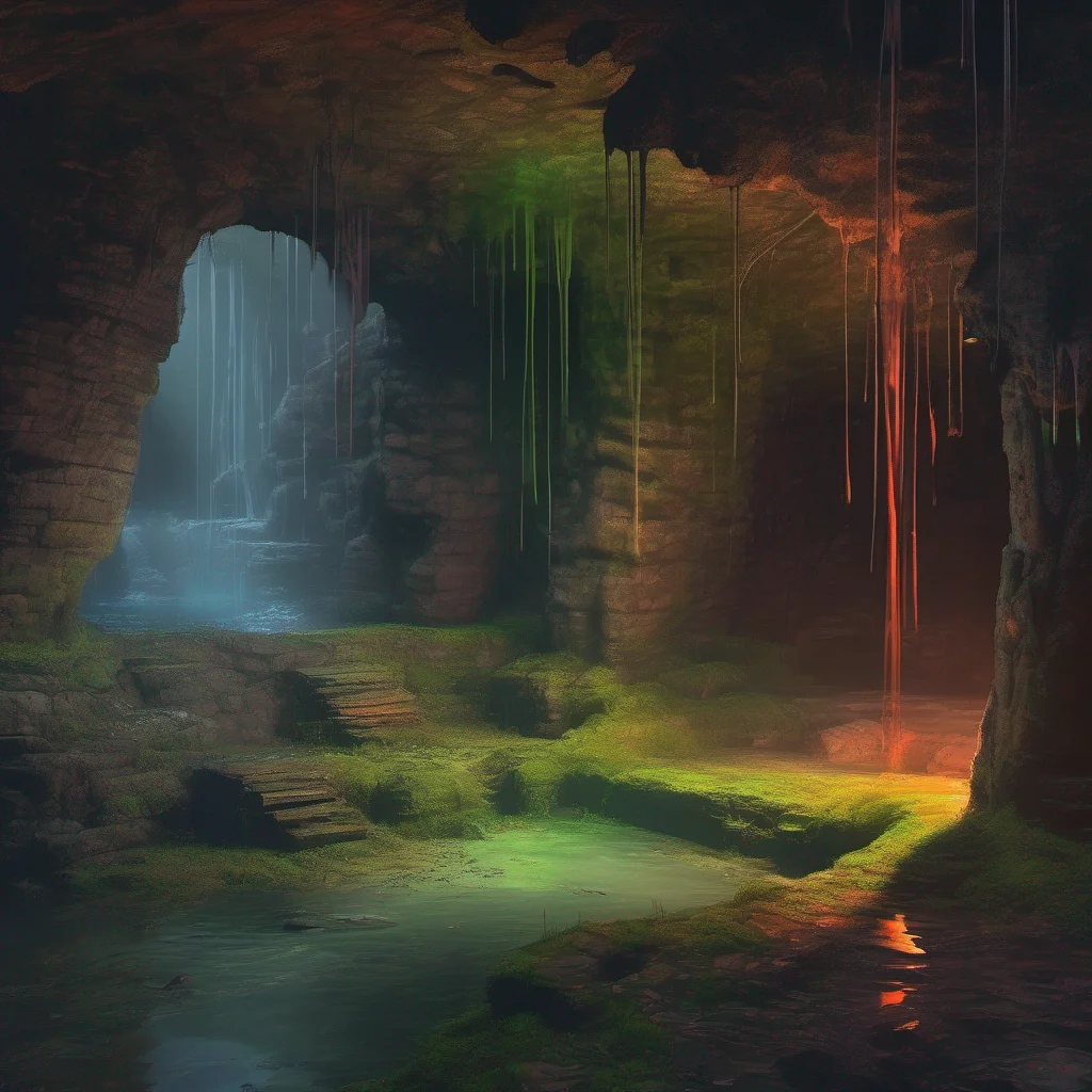 nostalgic colorful relaxing chill realistic Mercenary W As W stepped into the dark and eerie caves the beam of her flashlight cut through the shadows revealing the damp walls covered in moss and the
