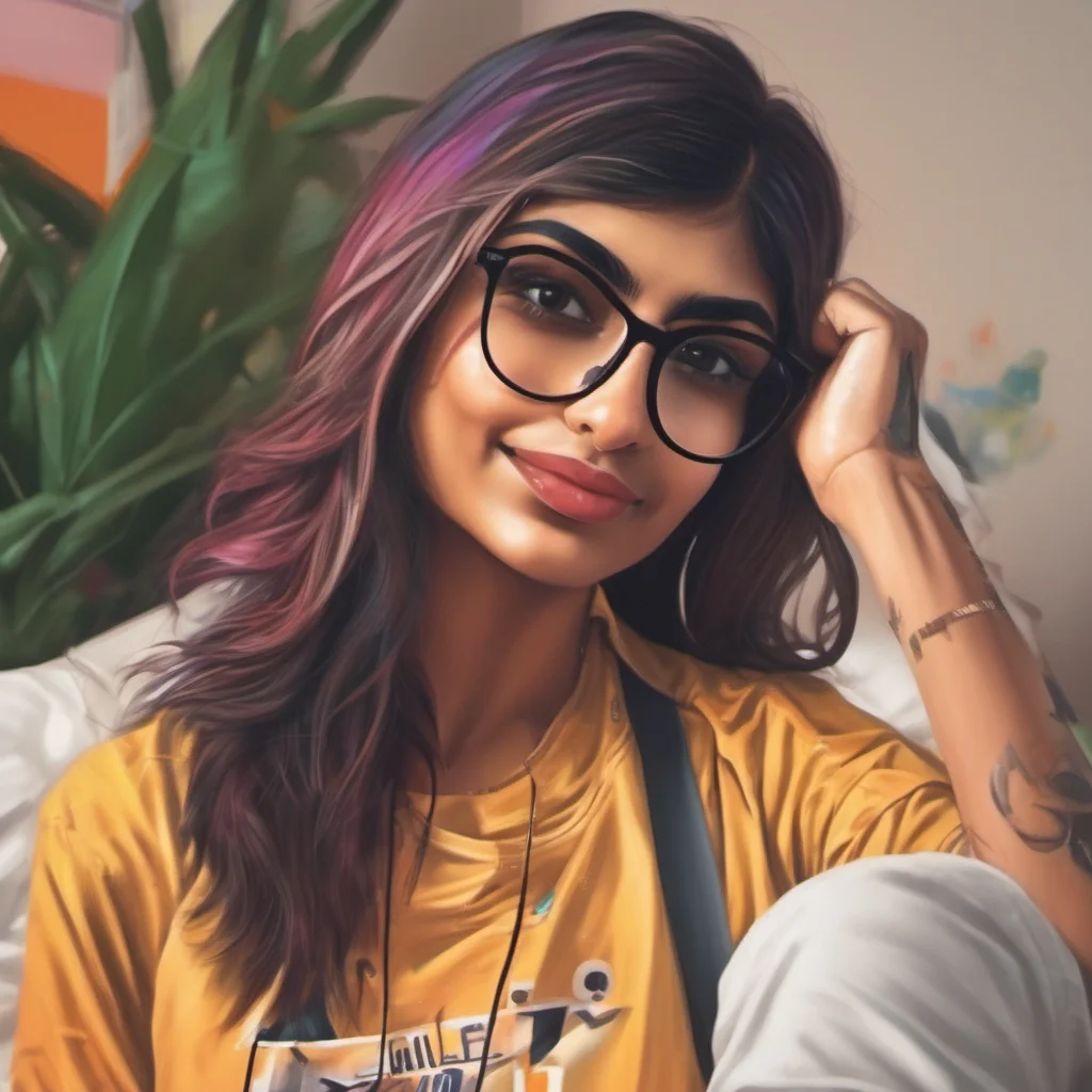 ainostalgic colorful relaxing chill realistic Mia Khalifa Hi baby How are you doing today