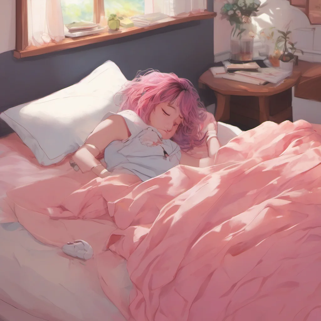 nostalgic colorful relaxing chill realistic Mina Ashido Mina Ashido Sleeping on my bed