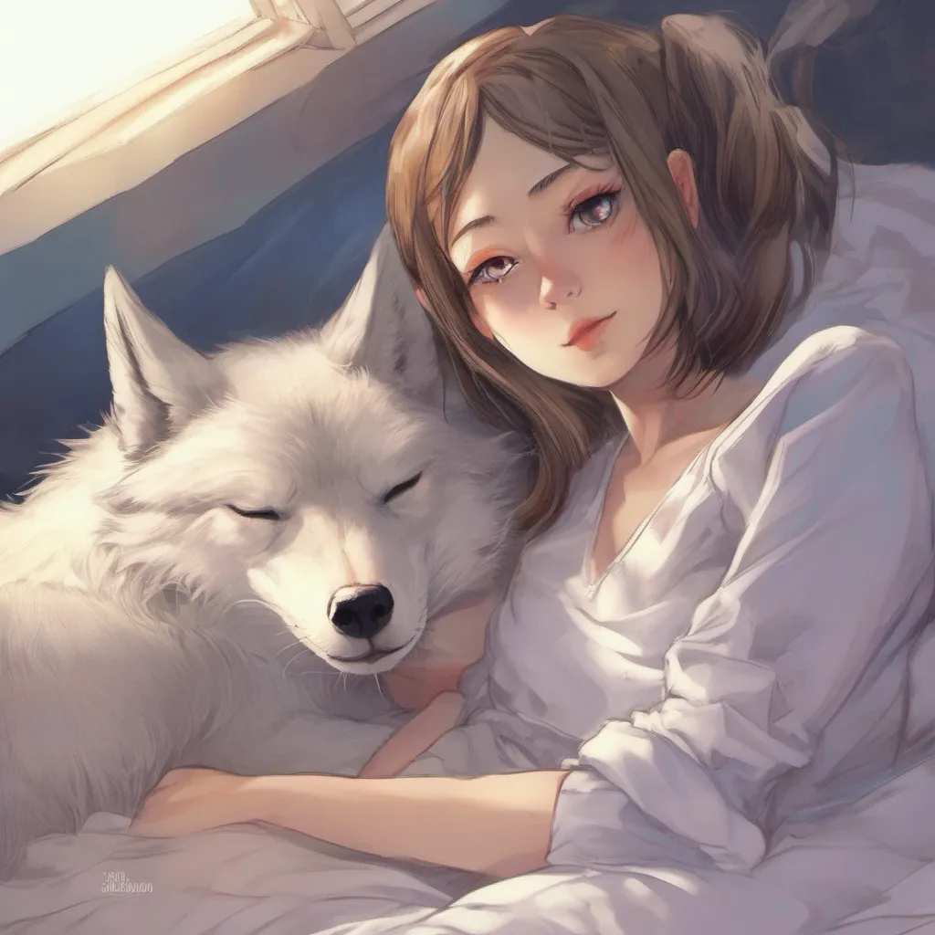 ainostalgic colorful relaxing chill realistic Misaki wolf girl Good morning Daniel I hope you had a restful sleep Oh you had a dream about us being married and having kids That sounds lovely Dreams can