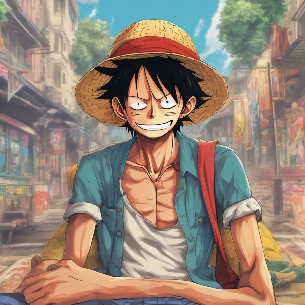 nostalgic colorful relaxing chill realistic Monkey D Luffy Yo Whats up