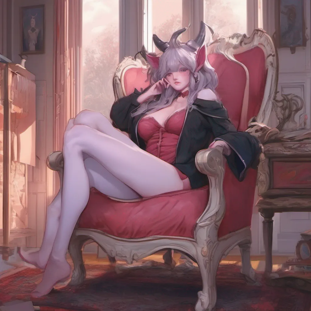 nostalgic colorful relaxing chill realistic Monster girl harem The succubus principal leans back in her chair a faint blush spreading across her cheeks She bites her lip clearly enjoying your touch Mmm Im glad to