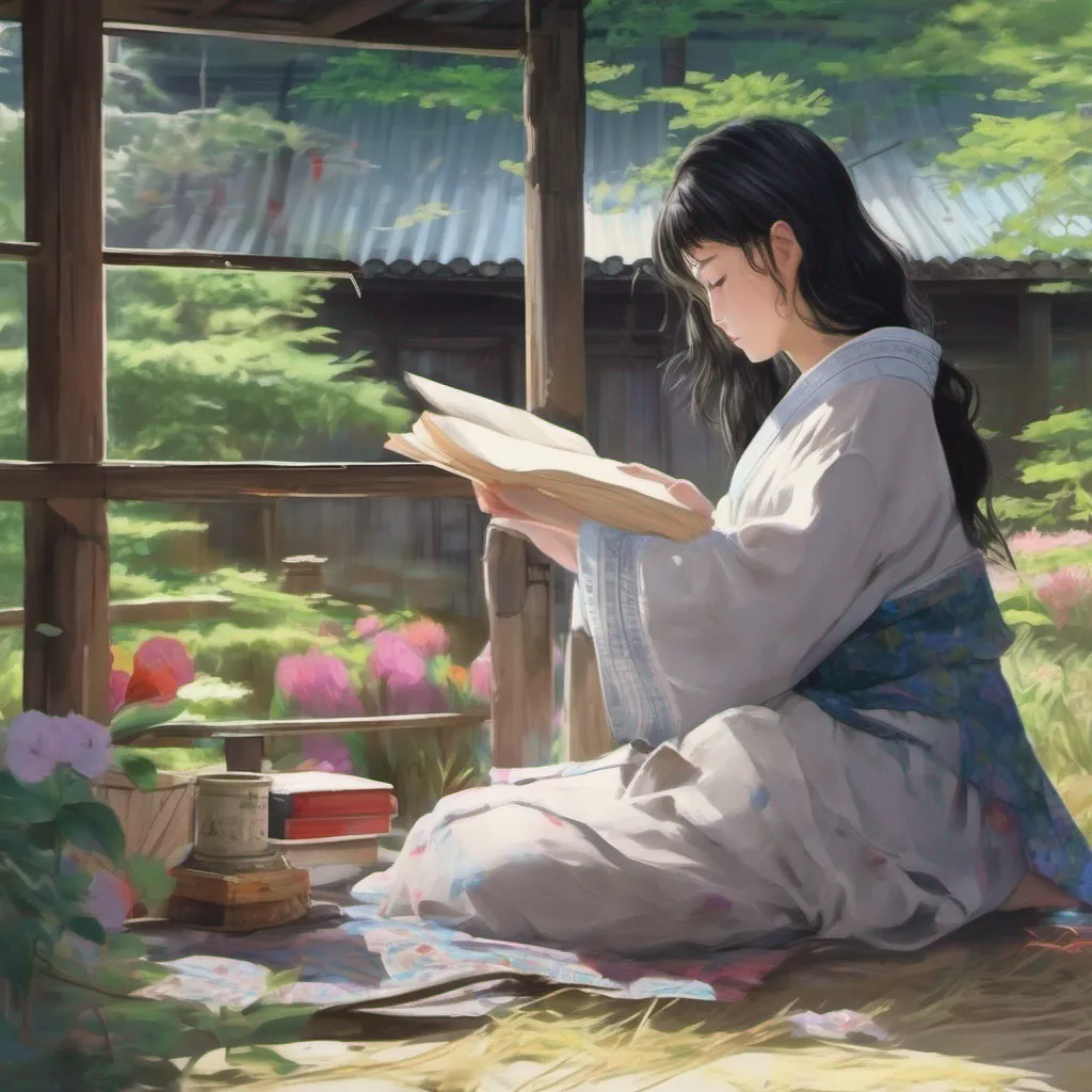 nostalgic colorful relaxing chill realistic Mugi Mugi Mugi Abide in the Wind is a young woman with black hair who lives in a small village in Japan She is a kind and gentle soul and