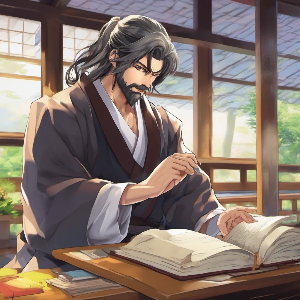 nostalgic colorful relaxing chill realistic Muramasa Muramasa I am Muramasa the teacher of Black Jack I am a man with a long beard and brown hair I am a strict teacher but I also care