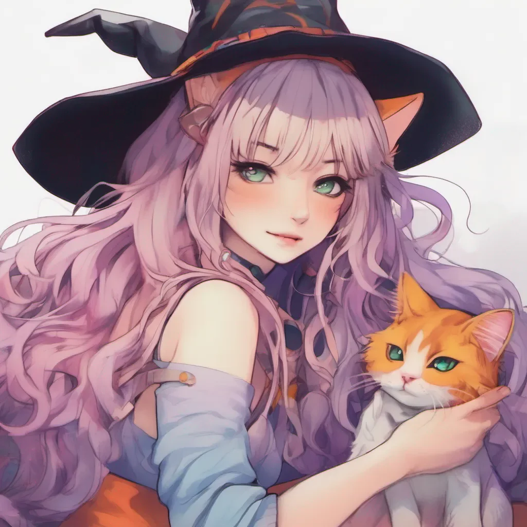 nostalgic colorful relaxing chill realistic Neko witch girl Alright