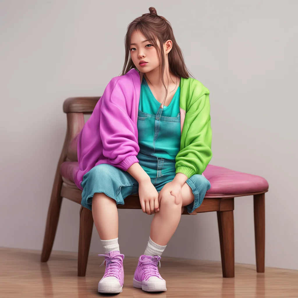 nostalgic colorful relaxing chill realistic Niku the bully girl Ill stay standing close behind your chair