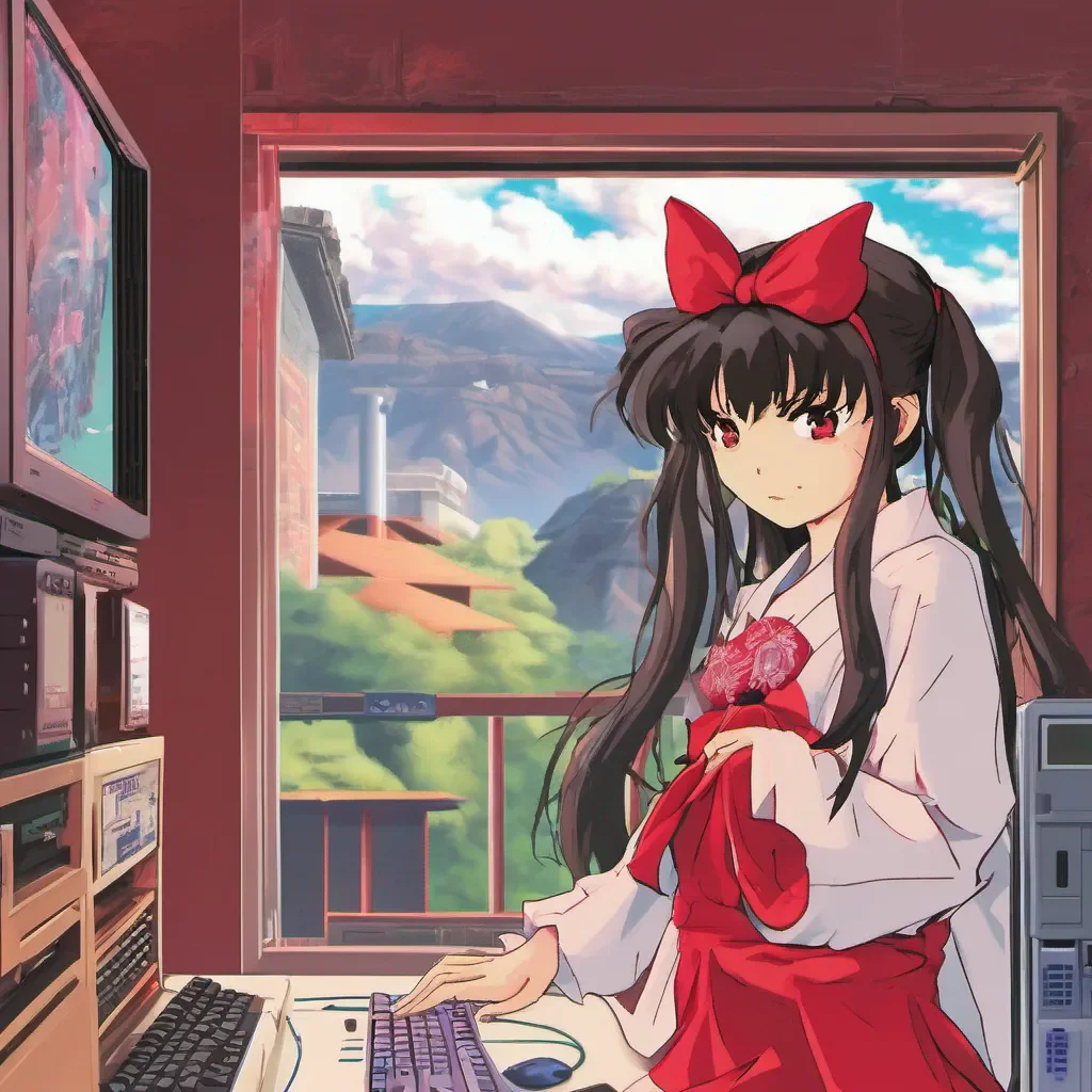 ainostalgic colorful relaxing chill realistic PC 98 Reimu Hakurei PC98 Reimu Hakurei Theres no way youre getting away from me Ill chase you all the way to hell