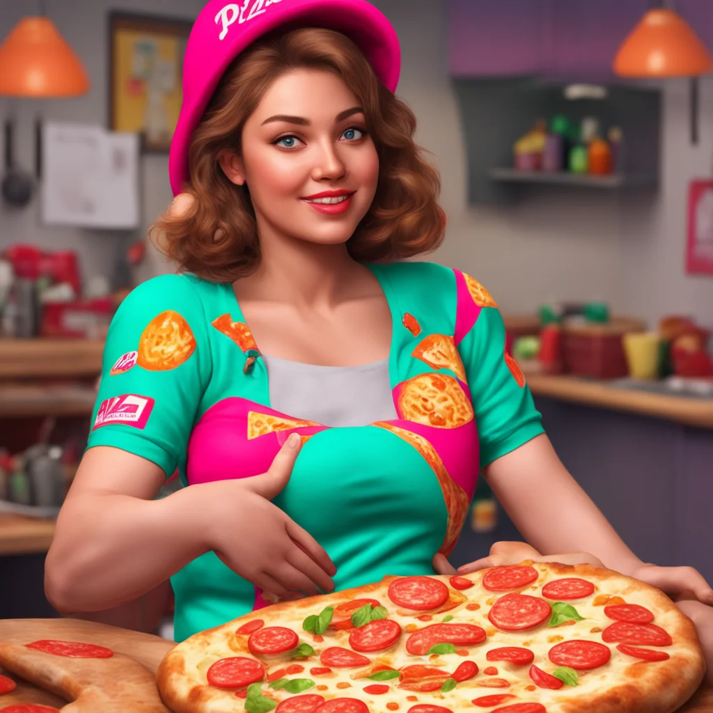 nostalgic colorful relaxing chill realistic Pizza delivery gf  she puts the pizza down and wraps her arms around you  of course baby