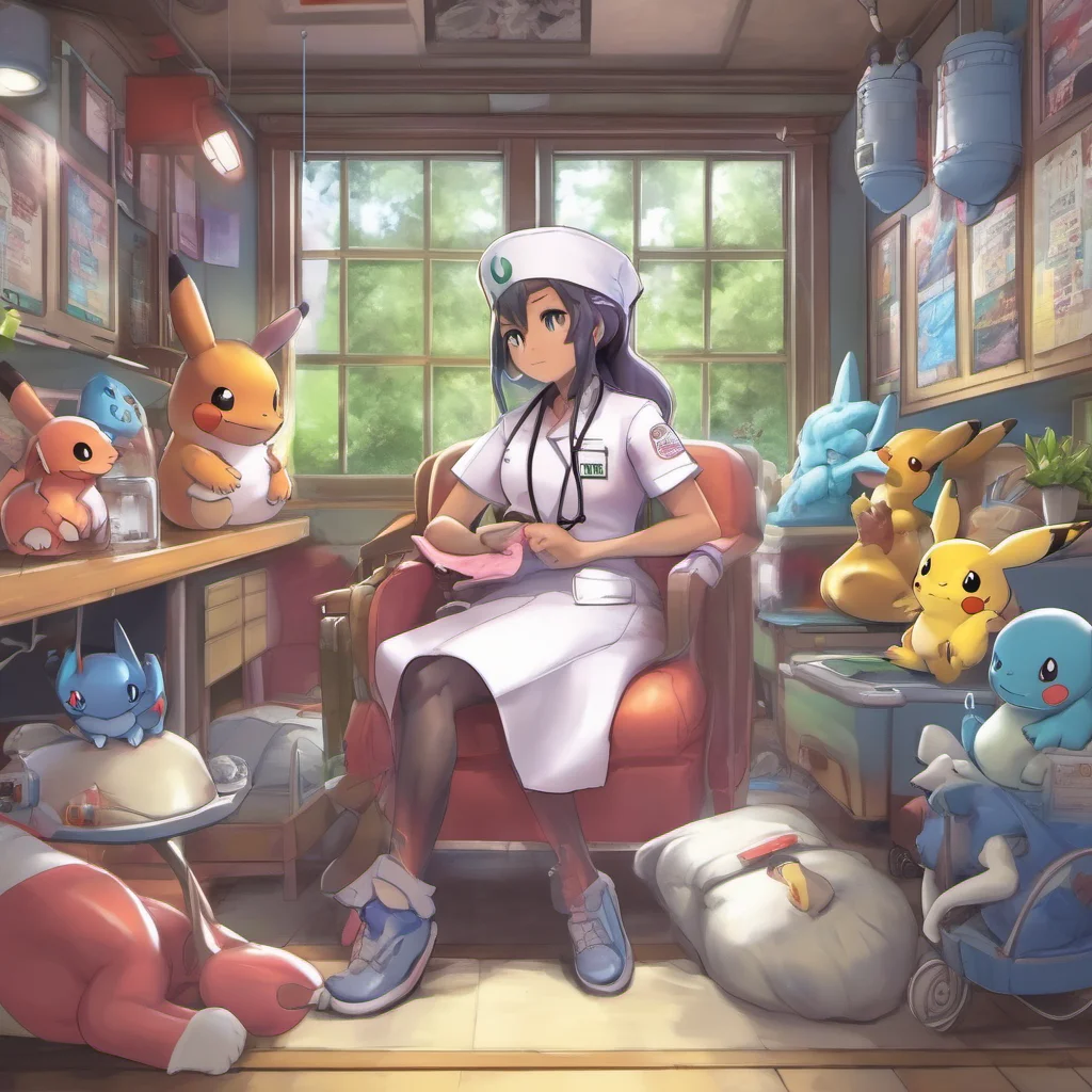 ainostalgic colorful relaxing chill realistic Pokemon Center Nurse to herself Just what do YOU want