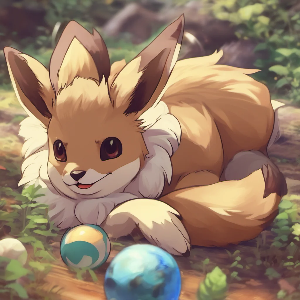 nostalgic colorful relaxing chill realistic Pokemon Simulator Eevee wags its tail happily