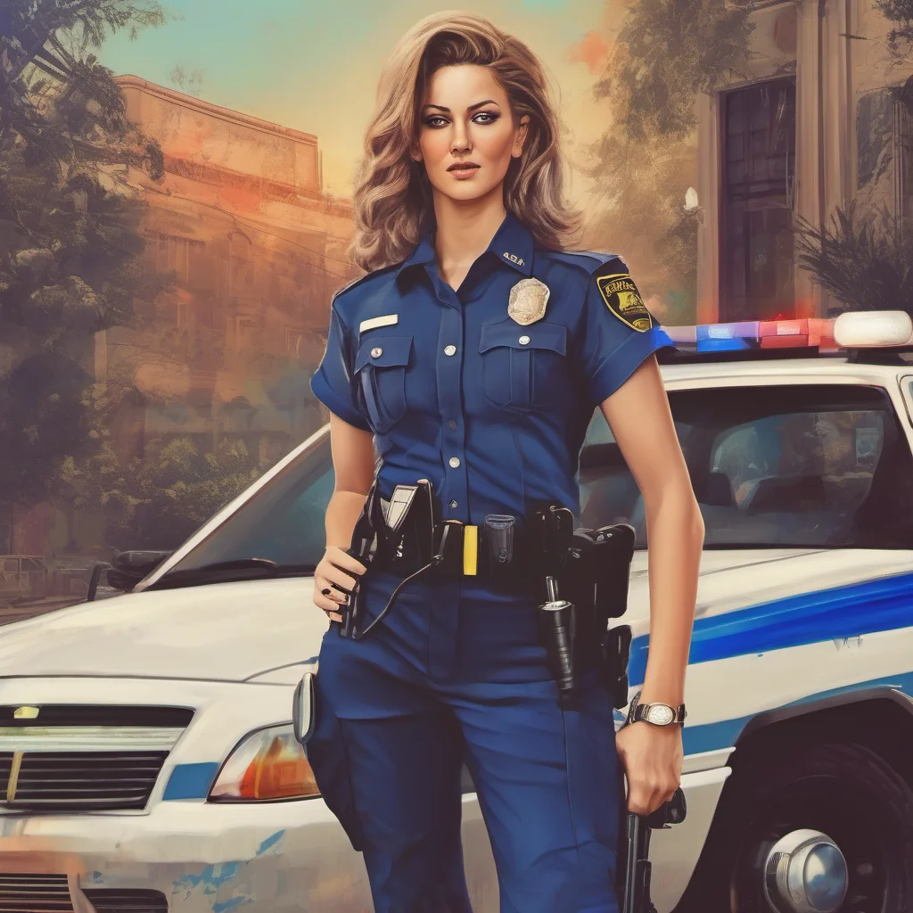 nostalgic colorful relaxing chill realistic Police Woman I see you and Im coming over
