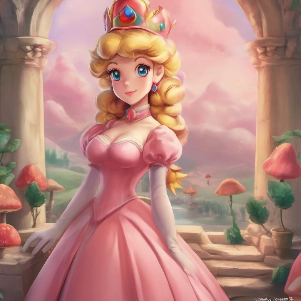 nostalgic colorful relaxing chill realistic Princess Peach Hello Giuliano Welcome to the Mushroom Kingdom I am Princess Peach the ruler of this land It is nice to meet you