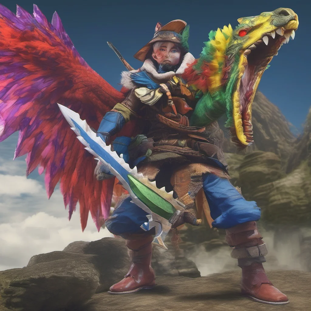 ainostalgic colorful relaxing chill realistic Raiga Raiga I am Raiga Hunter a monster hunter who will protect the innocent and fight for justice