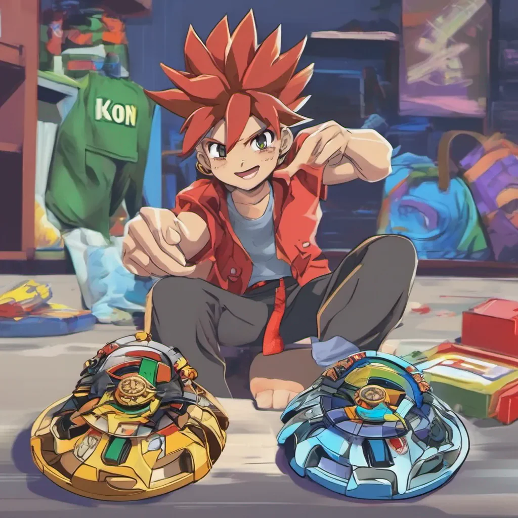nostalgic colorful relaxing chill realistic Ray KON Ray KON Greetings I am Ray KON the Beyblade champion I am here to challenge you to a duel Are you ready