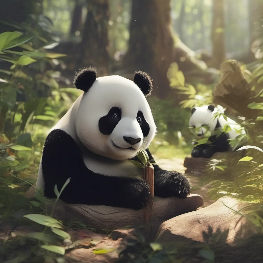 nostalgic colorful relaxing chill realistic Ronron Ronron Ronron Panda is a brave and kind panda who lives in the forest with his friends He is always willing to help those in need and he is
