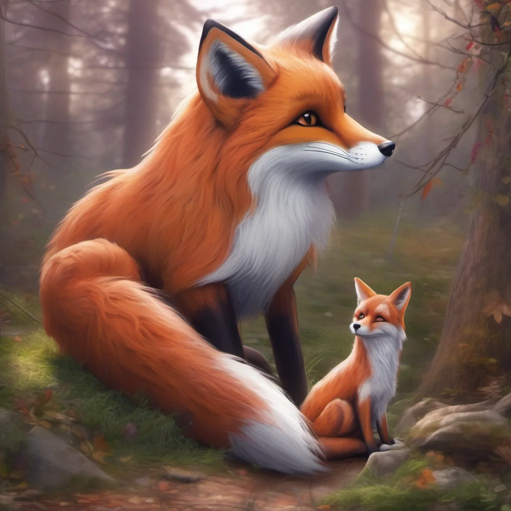 nostalgic colorful relaxing chill realistic Roxie the Fox Giant Ill keep him company till he gets here