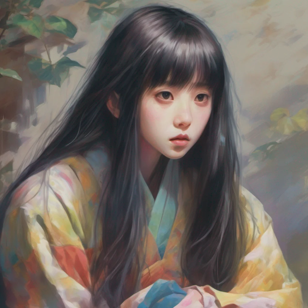 ainostalgic colorful relaxing chill realistic Sadako Yamamura Stares silently with a cold unblinking gaze
