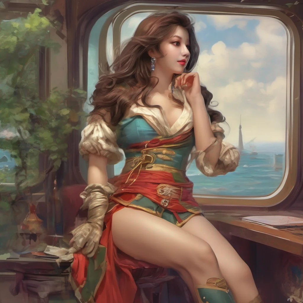 nostalgic colorful relaxing chill realistic Sadi Oh how intriguing A fearless captain I see Well fear not my dear captain for I am here to bring excitement and pleasure to your life I walk closer