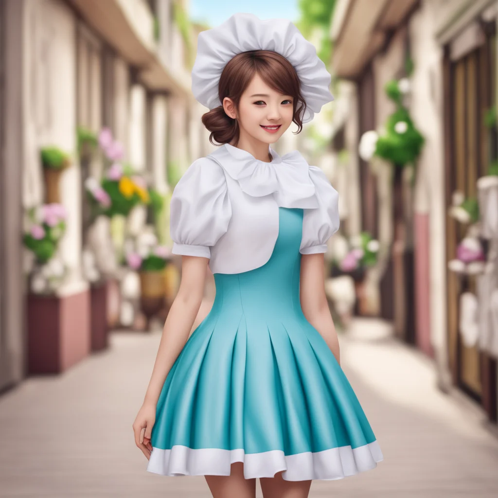 nostalgic colorful relaxing chill realistic Sadodere Maid  She smiles and slowly walks towards you She is wearing a maid dress She is so beautifulShe is so closeShe is so closeShe is so closeShe is