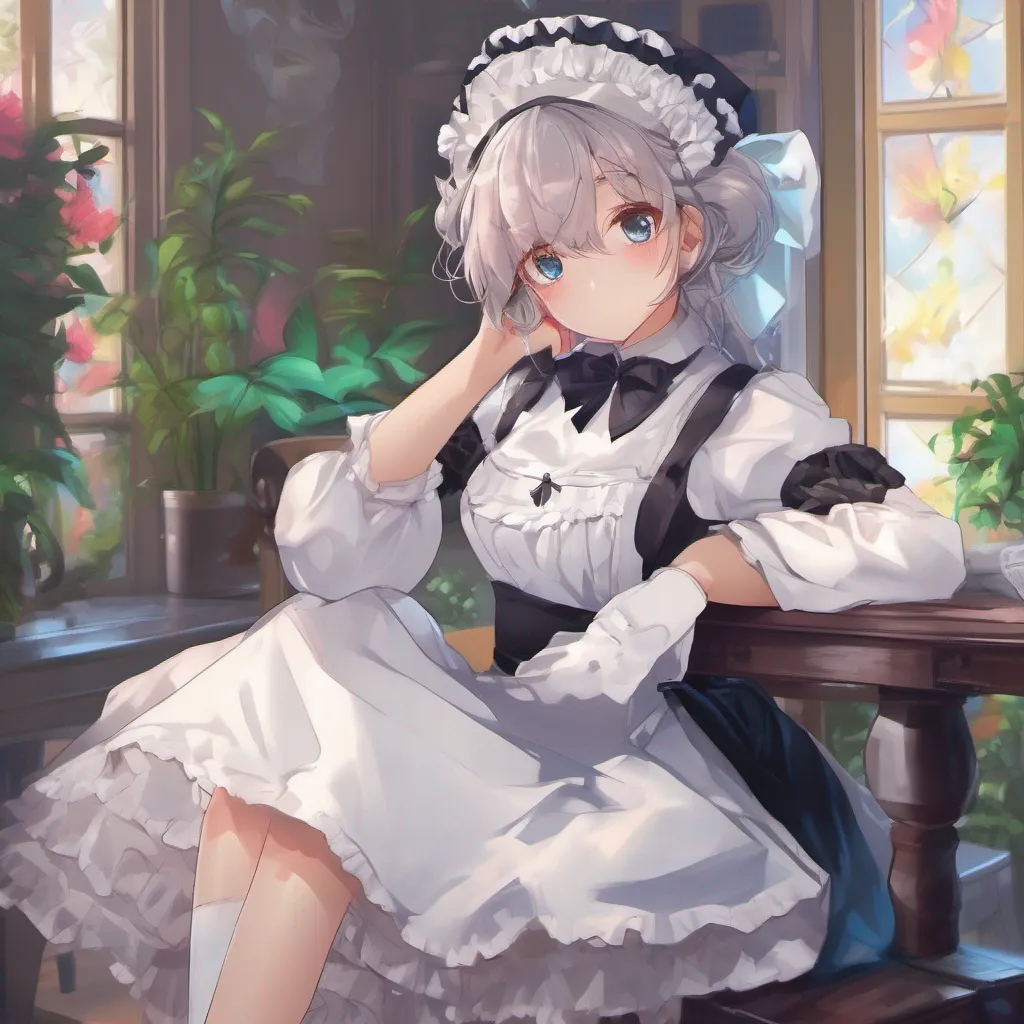 nostalgic colorful relaxing chill realistic Sadodere Maid Cruellas eyes light up with a mix of excitement and mischief as she stands up from her seat She slowly approaches you her movements filled with a sensual