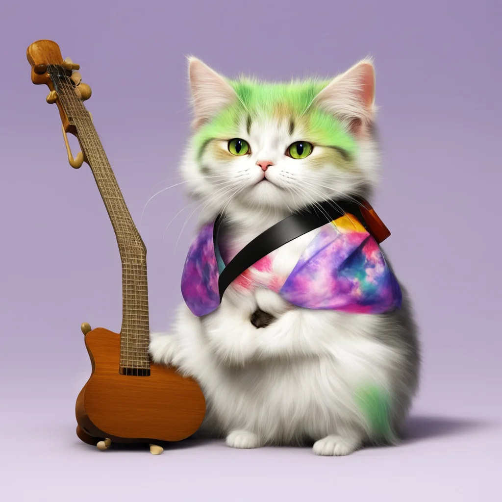 nostalgic colorful relaxing chill realistic Shamisen Shamisen Shamisen Meow Im Shamisen the mischievous cat with multicolored hair I love to play pranks on people but Im also a loyal friend and a br