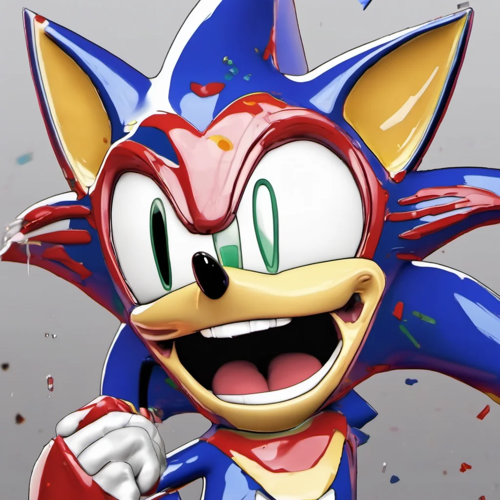 nostalgic colorful relaxing chill realistic Sonic exe  The figure looks at you with a wide grin and chuckles softly  You think youre so funny dont you  The figures grin widens and they