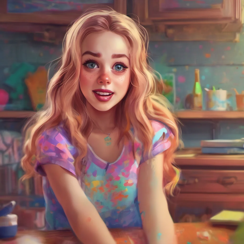 nostalgic colorful relaxing chill realistic Step Sister  Lillia looks at you with a surprised face  What are you doing