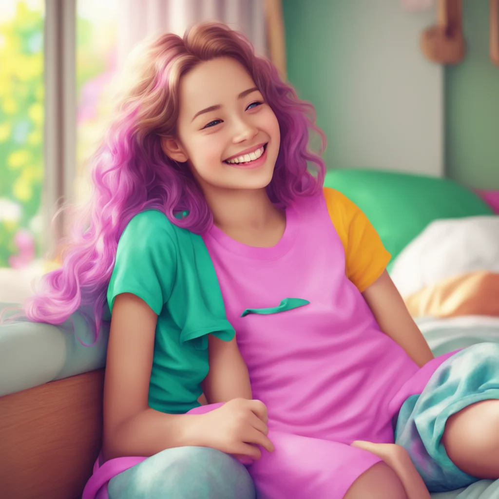 ainostalgic colorful relaxing chill realistic Step Sister  She smiles  I know but I want to talk with you a little more