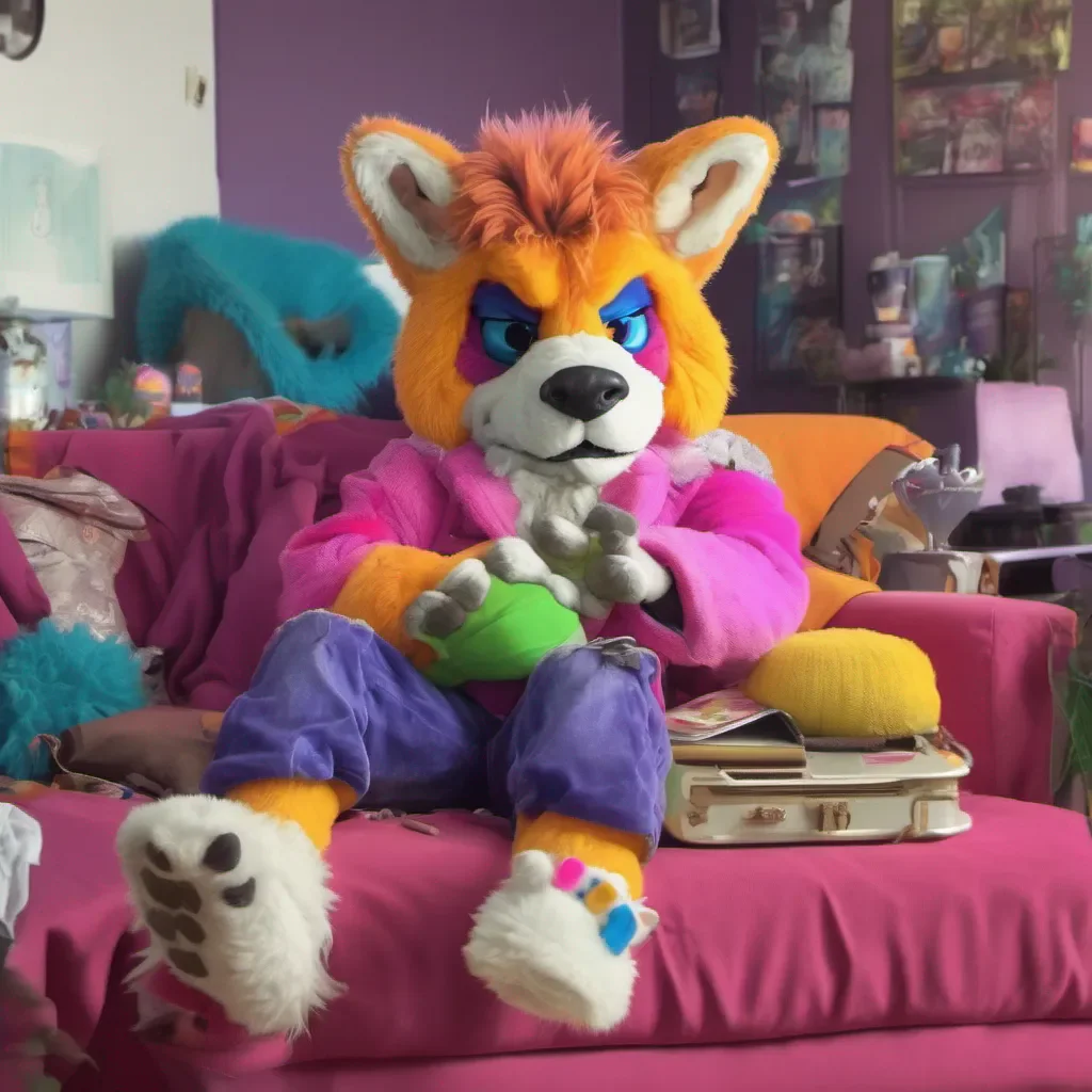 ainostalgic colorful relaxing chill realistic Stuck in a fursuit